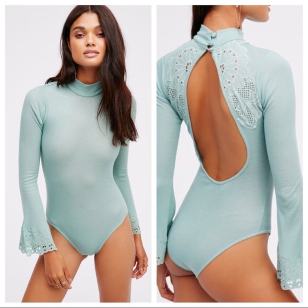 Free People Magdalena Mint Bodysuit XS